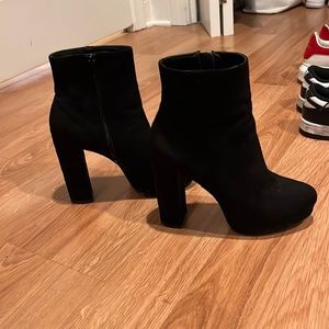 Black platform booties worn once